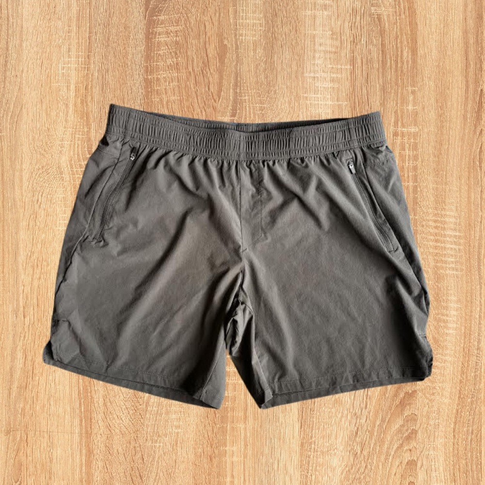 Olive Nylon/Spandex Men’s Athletic Shorts 7” Inseam
